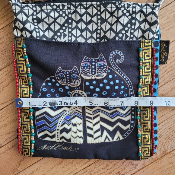 Laurel Burch Crossbody Tote with Zipper Top Spotted Cats - Picture 13 of 15
